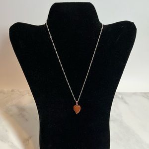 Brown Agate Heart on Stainless Steel Chain NEW